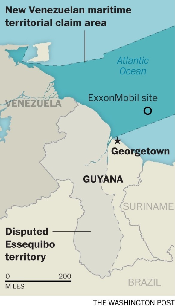 A Guiana, o Essequibo e a área disputada pela Venezuela (Washington Post)